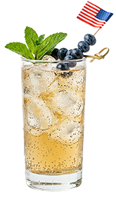 American Mule with mint, blueberries, and American flag garnish