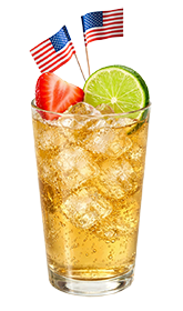 Rocket Strawberry Fizz with fruit and American flag decorations