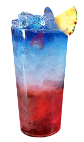 The Firecracker layered mocktail with pineapple slice and blueberries